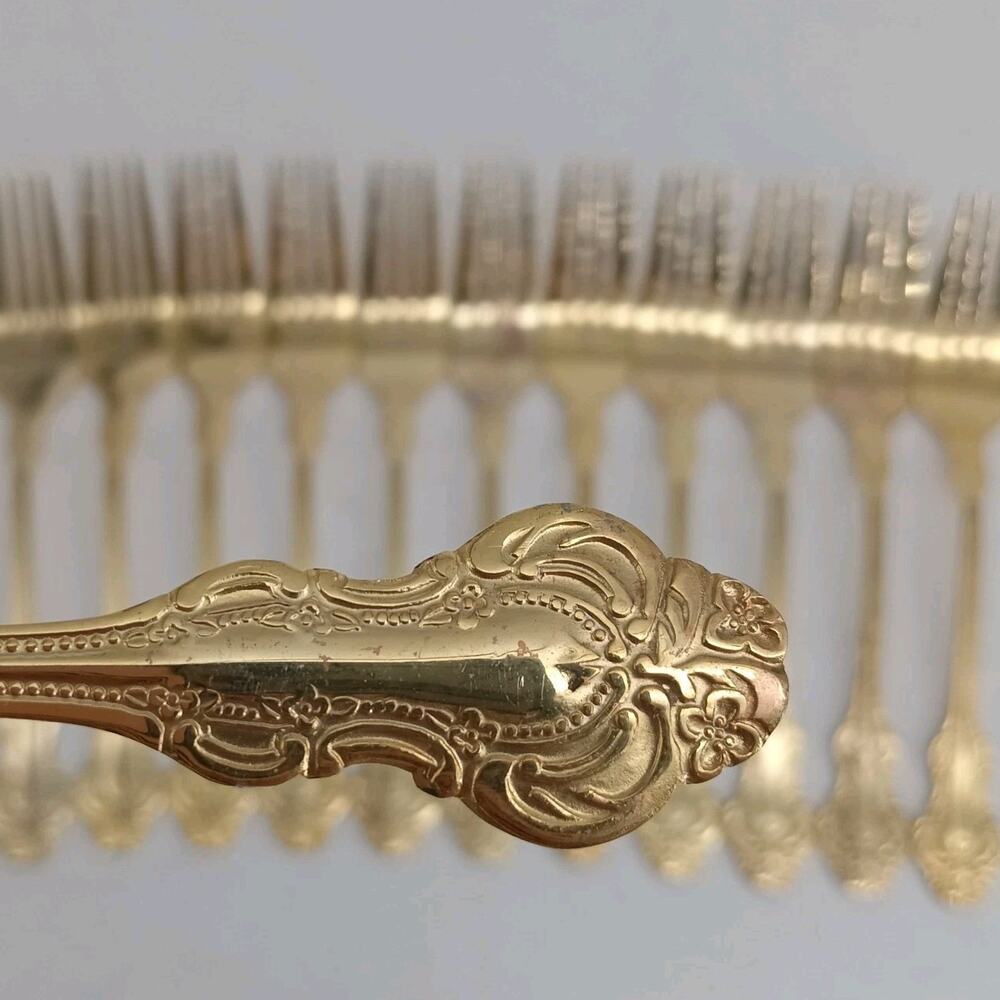 12X DF Cambridge Gold Royal Fashion Dinner Forks Flatware